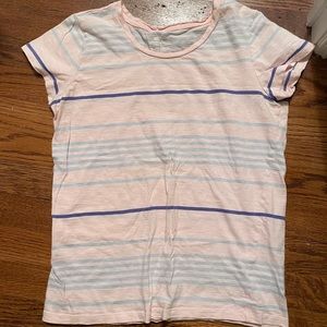 A really cute pink t-shirt with blue stripes!